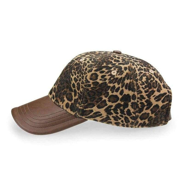 Planet Gates Dark Coffee Leopard [AETRENDS] Leopard Hats with PU Leather Ponytail Baseball Cap Women Hat bone feminino 2018 Brand Luxury Caps for Women Z-3892