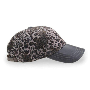 Planet Gates Dark Coffee Leopard [AETRENDS] Leopard Hats with PU Leather Ponytail Baseball Cap Women Hat bone feminino 2018 Brand Luxury Caps for Women Z-3892