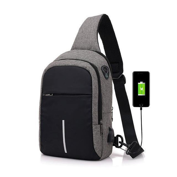 Planet Gates Dark Gray / 21x30x9CM Men Chest Bags USB Charging Waterproof Oxford Crossbody Bags Small Sling Single Shoulder Bags Travel Chest Pack Male