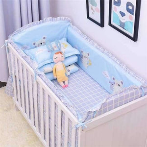 Planet Gates Dark Gray 6Pcs Cartoon Baby Bedding Sets Baby Crib Bumpers Bed Around Cot Bed Sheets 100%Cotton Thickening Customizable Baby Beddings