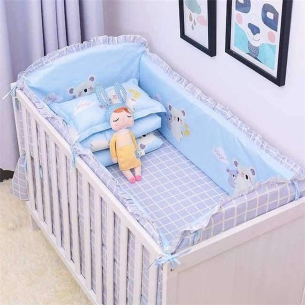 Planet Gates Dark Gray 6Pcs Cartoon Baby Bedding Sets Baby Crib Bumpers Bed Around Cot Bed Sheets 100%Cotton Thickening Customizable Baby Beddings