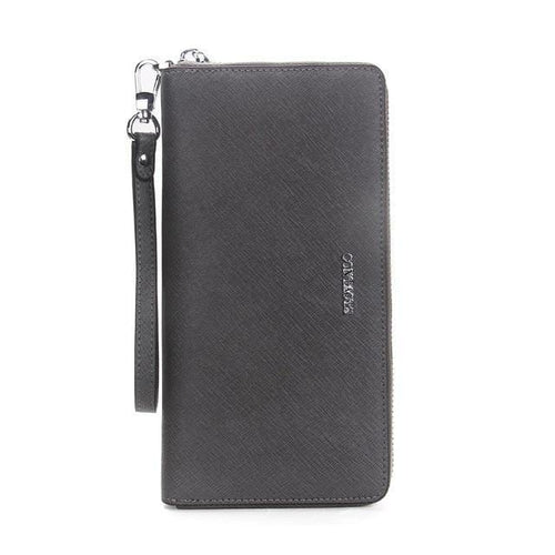 Planet Gates Dark gray / China Women Cow Leather Clutch Ladies Continent Purses Metalic Genuine Leather Wallets Cell Phone Holder Hot Sale