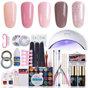 Planet Gates Dark Gray DIY Nail Art Practice Nail Gel Tools Set Nature+16W Led Lamp Nail Dryer Soak Off 3 Colors UV Gel Base Top Coat In Set