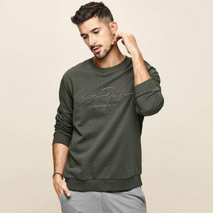 Planet Gates Dark gray green / XXL / China Men's hoodies  spring autumn sweatshirt Men's pure color letters round collar cotton embroidery sweatshirts MW-2275