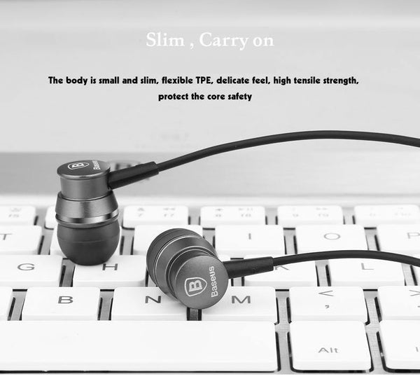 Planet Gates Dark Gray In-Ear Earphone Baseus Wired Stereo Earbuds Super Bass Headset With Mic Earphone For iPhone Xiaomi Samsung MP3 Mobile Phones