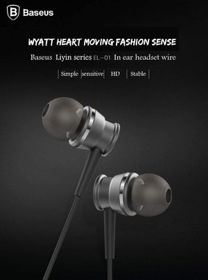Planet Gates Dark Gray In-Ear Earphone Baseus Wired Stereo Earbuds Super Bass Headset With Mic Earphone For iPhone Xiaomi Samsung MP3 Mobile Phones