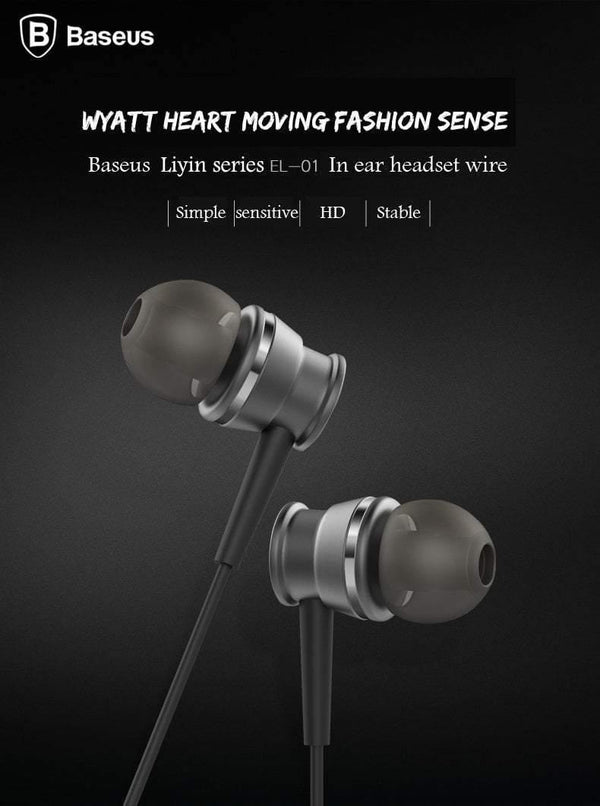 Planet Gates Dark Gray In-Ear Earphone Baseus Wired Stereo Earbuds Super Bass Headset With Mic Earphone For iPhone Xiaomi Samsung MP3 Mobile Phones