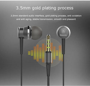 Planet Gates Dark Gray In-Ear Earphone Baseus Wired Stereo Earbuds Super Bass Headset With Mic Earphone For iPhone Xiaomi Samsung MP3 Mobile Phones