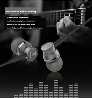 Planet Gates Dark Gray In-Ear Earphone Baseus Wired Stereo Earbuds Super Bass Headset With Mic Earphone For iPhone Xiaomi Samsung MP3 Mobile Phones