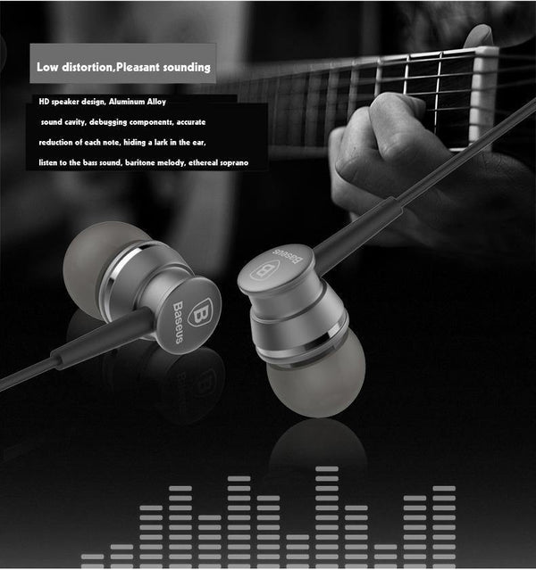 Planet Gates Dark Gray In-Ear Earphone Baseus Wired Stereo Earbuds Super Bass Headset With Mic Earphone For iPhone Xiaomi Samsung MP3 Mobile Phones