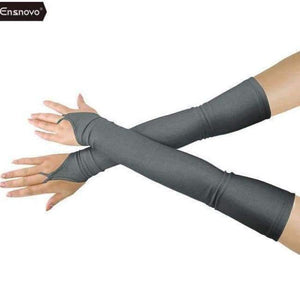 Planet Gates Dark Gray / One Size Ensnovo Women 18"  Stretchy Lycra Fingerless Over Elbow Opera Long Gloves costume cosplay dance party gloves