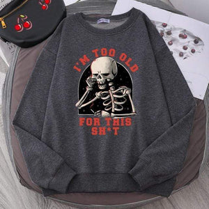 Planet Gates Dark Gray / XXL Skull Print Hoodie Cartoon Clothing Men's Hoodie Sweatshirt Hip Hop Tracksuit Fashion Streetwear Round Neck Oversized Hoodies