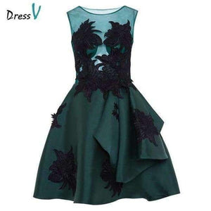 Planet Gates Dark Green / 2 Dark green cocktail dress cheap scoop neck a line sleeveless graduation party dress elegant fashion cocktail dress