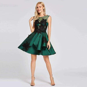 Planet Gates Dark Green / 2 Dark green cocktail dress cheap scoop neck a line sleeveless graduation party dress elegant fashion cocktail dress