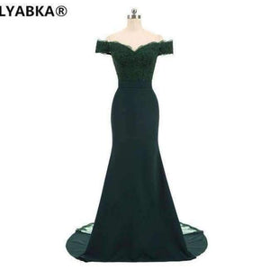 Planet Gates dark green / 2 Evening Dress  Design Sweetheart Mermaid Prom Dress Satin With Appliques Evening Dresses Long Robe De Soiree