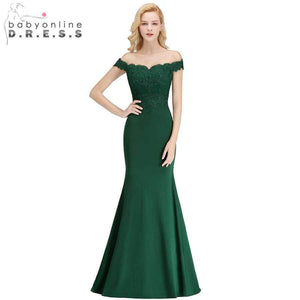 Planet Gates dark green / 2 / Floor Length Sexy Off the Shoulder Mermaid Appliques Evening Dresses Lace Long Prom Formal Party Dresses Gowns Vestido De Festa