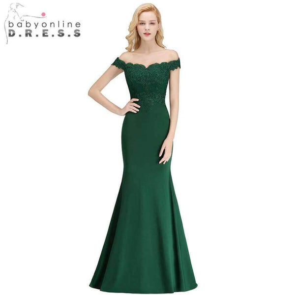 Planet Gates dark green / 2 / Floor Length Sexy Off the Shoulder Mermaid Appliques Evening Dresses Lace Long Prom Formal Party Dresses Gowns Vestido De Festa