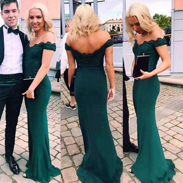 Planet Gates dark green / 2 / Floor Length Sexy Off the Shoulder Mermaid Appliques Evening Dresses Lace Long Prom Formal Party Dresses Gowns Vestido De Festa