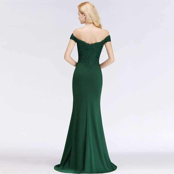 Planet Gates dark green / 2 / Floor Length Sexy Off the Shoulder Mermaid Appliques Evening Dresses Lace Long Prom Formal Party Dresses Gowns Vestido De Festa