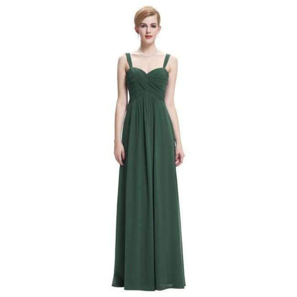 Planet Gates Dark Green / 2 Long Chiffon Evening Gown Sweetheart Party Formal Dress Floor Length elegant Long Evening Dresses 2018 zipper Back