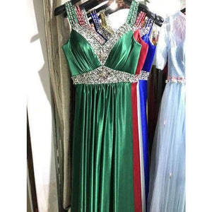 Planet Gates dark green / 2 Women Sleeveless Sexy A-Line Elegant Wedding Party Formal Gowns Long Evening Dress 2018