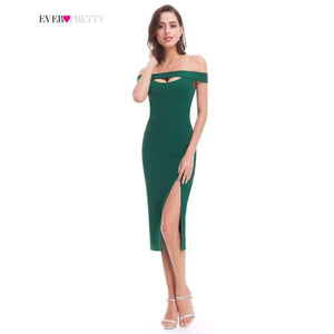 Planet Gates Dark Green / 4 / China Sexy Off Shoulder Slit Bodycon Cocktail Dress EP05779DG Unique Cutout Prom Dress Designer Formal Holiday Gowns
