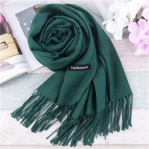 Planet Gates Dark green Luxury Brand Scarf Unisex 2018 Female Male Best Quality Wool Cashmere Scarf Pashmina Tassels Women Men Wrap Shawl S-11
