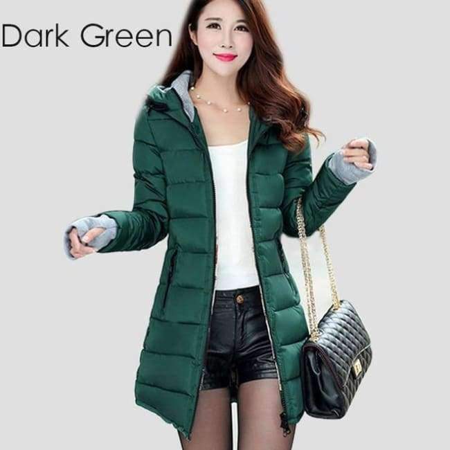 Planet Gates Black / XXL Parkas Winter Women Fashion Thickening Hooded Winter Jacket Womens Slim Fit Cotton Coat Overcoat Plus Size 13 Colors