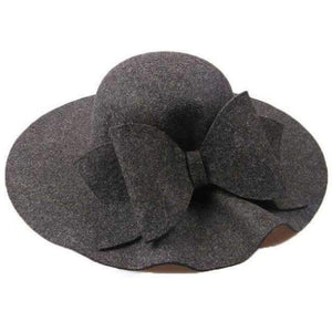 Planet Gates Dark grey 2018 New Australia Wool Felt Hat England Women Fedora Hat Wide Brim Hats With Big Bowknot For Elegant Lady Hat Christmas GIfts