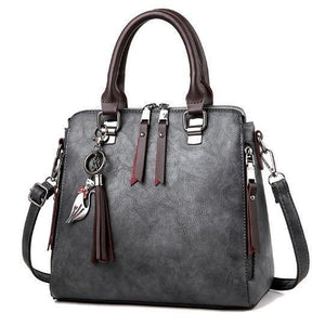 Planet Gates Dark Grey / (20cm<Max Length<30cm) Vintage Leather Ladies HandBags Women Messenger Bags TotesTassel Designer Crossbody Shoulder Bag Boston Hand Bags Hot Sale