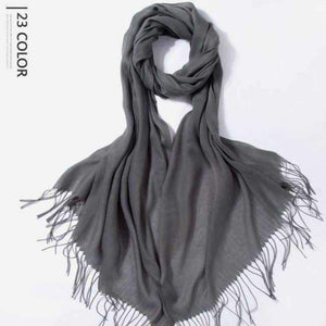 Planet Gates Dark Grey / 216cmX65cm Autumn and Winter Scarf Women Fashion Solid Cashmere scarves for Women Shawls and Wraps 35 Colours
