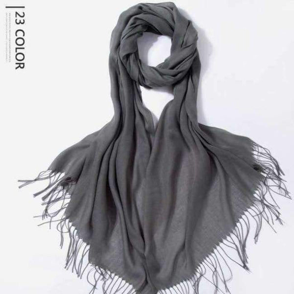 Planet Gates Dark Grey / 216cmX65cm Autumn and Winter Scarf Women Fashion Solid Cashmere scarves for Women Shawls and Wraps 35 Colours