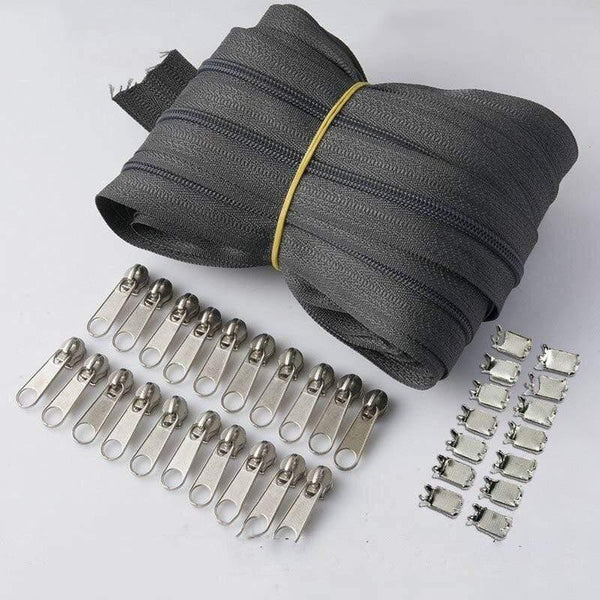 Planet Gates dark grey / 3# / 10M20PCSilder10Stopp Meetee 10/20M Nylon 3# Coil Zipper With Slider & Stopper For Quilt Bags Tent Invisible Clothing Zip Sewing Crafts Accessories