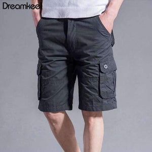 Planet Gates Dark Grey / 34 Men Boutique Casual Shorts Fashion Style Casual Solid Cotton Streetwear Male pockets Shorts Plus Size