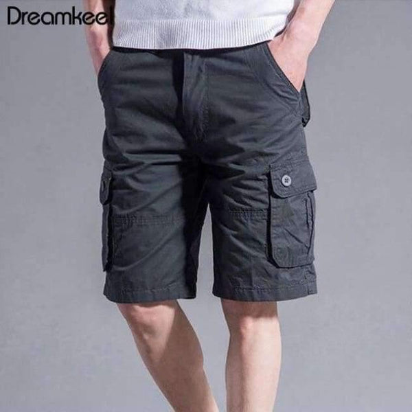Planet Gates Dark Grey / 34 Men Boutique Casual Shorts Fashion Style Casual Solid Cotton Streetwear Male pockets Shorts Plus Size