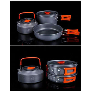 Planet Gates Dark Grey / China Outdoor pot kettle camping cookware Aluminum foldable tableware trekking picnic camping cooking set picnic equipment