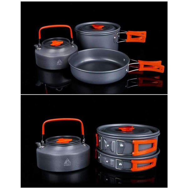 Planet Gates Dark Grey / China Outdoor pot kettle camping cookware Aluminum foldable tableware trekking picnic camping cooking set picnic equipment