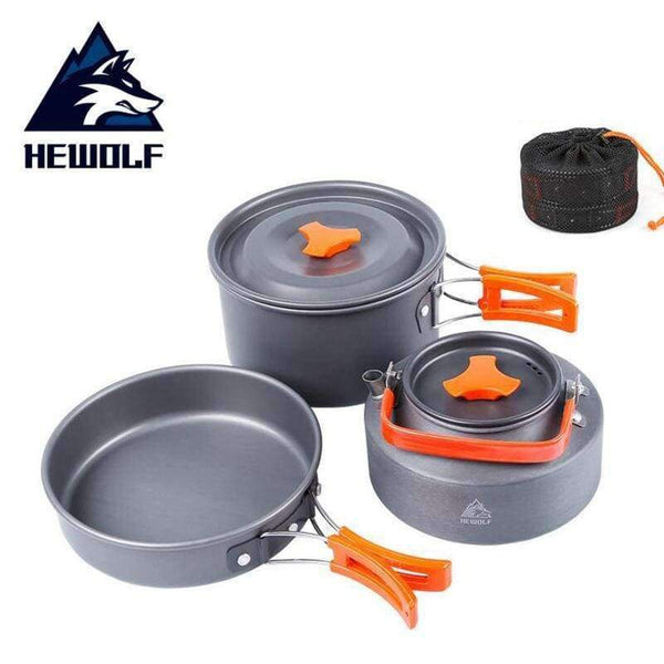 Planet Gates Dark Grey / China Outdoor pot kettle camping cookware Aluminum foldable tableware trekking picnic camping cooking set picnic equipment