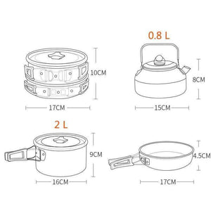 Planet Gates Dark Grey / China Outdoor pot kettle camping cookware Aluminum foldable tableware trekking picnic camping cooking set picnic equipment