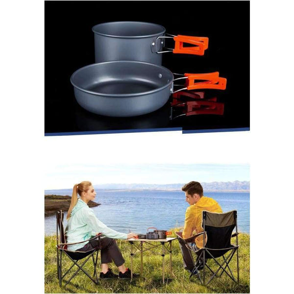 Planet Gates Dark Grey / China Outdoor pot kettle camping cookware Aluminum foldable tableware trekking picnic camping cooking set picnic equipment