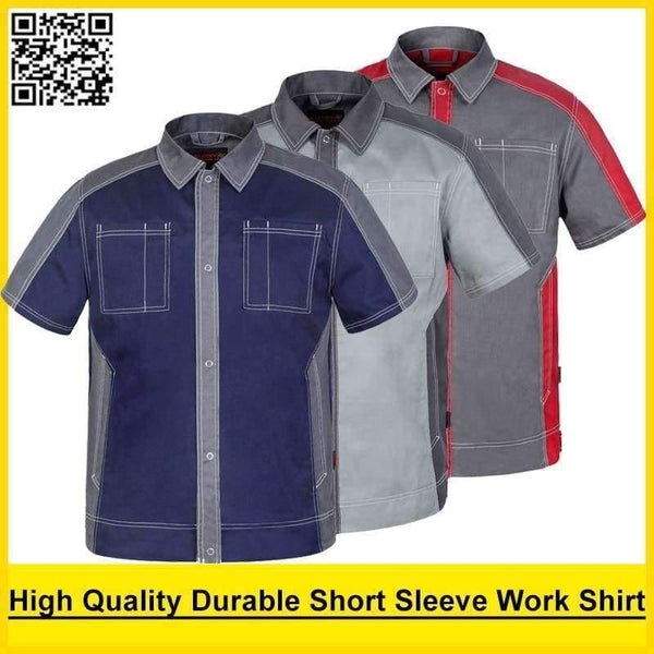 Planet Gates Dark grey Dark grey / XS Men's short sleeve polo shirt High quality  workwear shirt  work shirt engineer uniform jacket mechanic polo shirt