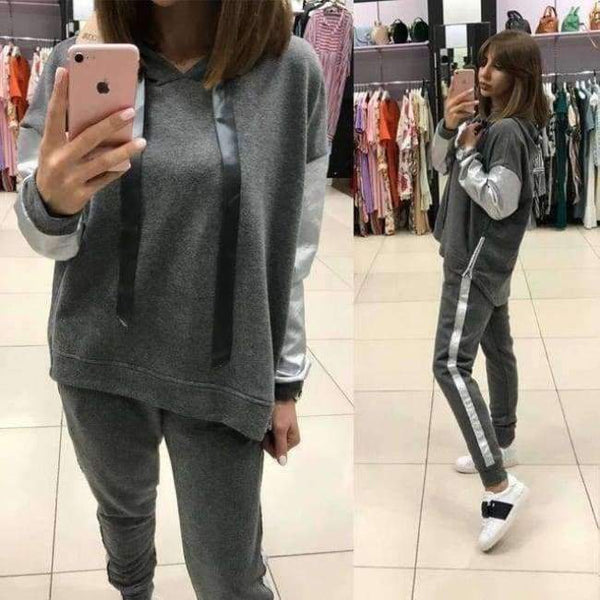 Planet Gates Dark grey / L Casual Tracksuit Women Autumn Set 2018 Two Piece Set Long Sleeve Hoodies Pullover Pants Set SportwearTracksuits Outfit
