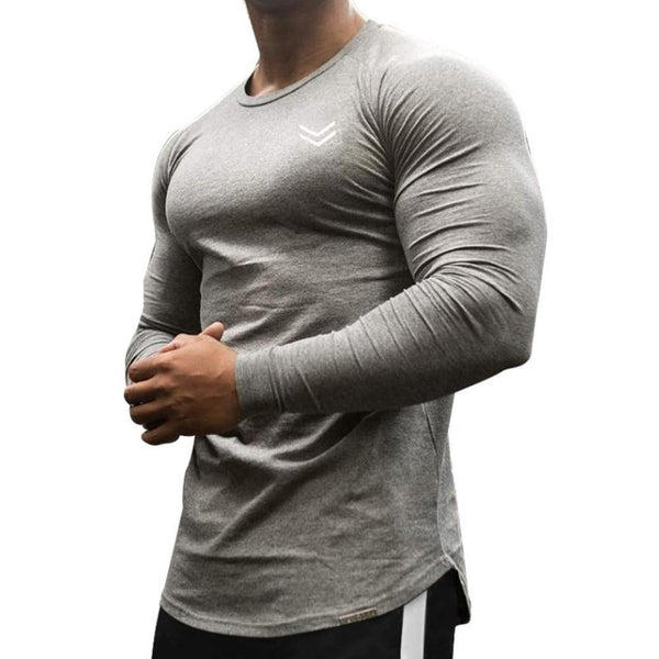 Fitness Sporty Long Sleeve T Shirt Men Gyms Workout Skinny Cotton T-shirt Autumn New Male Casual Tee Tops Jogger Brand Clothing