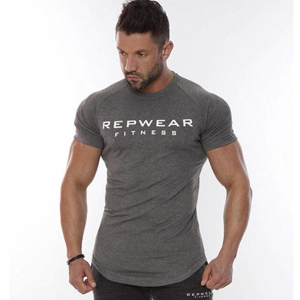Men Short Sleeve Cotton T-shirt Gyms Fitness Bodybuilding T Shirt Male Summer New Casual Fashion Slim Tees Tops Brand Clothing