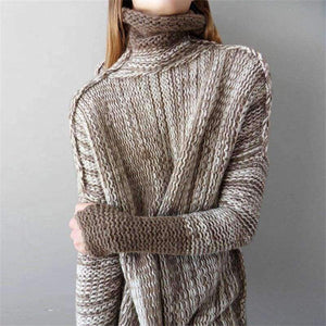 Planet Gates Dark grey / L Winter Female Sweater Oversized Women's Turtleneck Winter Woman Sweater Knitting Pullovers Women's Sweaters Coarse Knitted