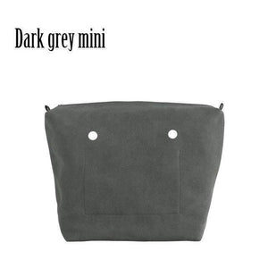 Planet Gates dark grey mini PU Nubuck Frosted Leather Waterproof Inner Lining Zipper Pocket for Obag Classic Mini  Lining Insert for O BAG