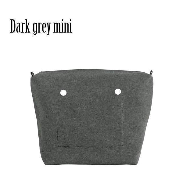 Planet Gates dark grey mini PU Nubuck Frosted Leather Waterproof Inner Lining Zipper Pocket for Obag Classic Mini  Lining Insert for O BAG