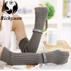 Planet Gates dark grey / One Size Women's Winter&Autumn Christmas Cashmere Blend Knitted Long Gloves Solid Color Fashion Warm For Lady Elbow Mittens