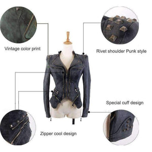 Planet Gates Dark Grey / S Army green/Grey jeans jackets women oversized denim jacket punk chaquetas mujer vintage Rivet coats