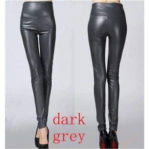 Planet Gates dark grey / S Autumn winter Women legging skinny PU leather pencil Leggings slim faux Leather Pants female fashion thick fleece trousers